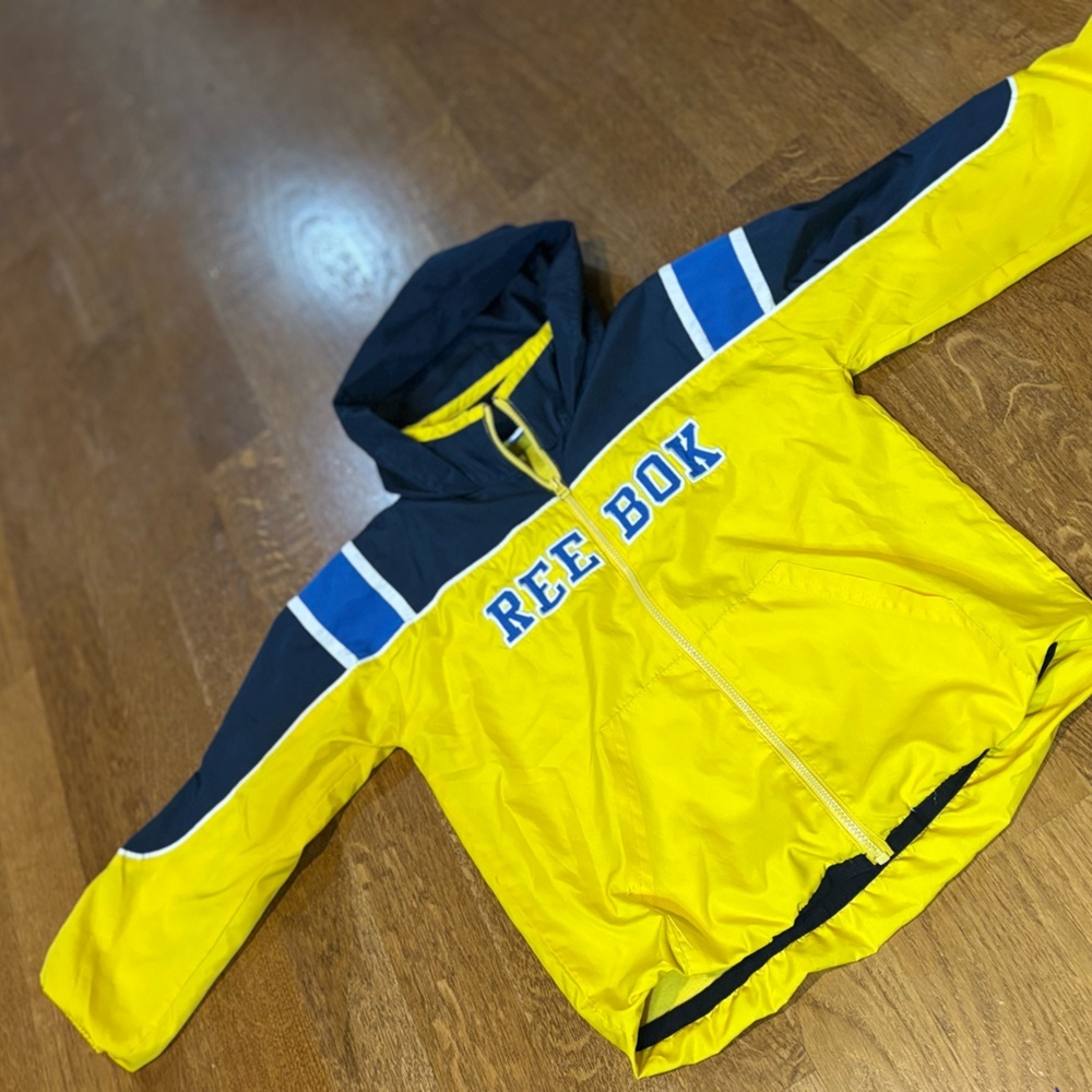 Reebok Y2K Yellow Navy Windbreaker Jacket Youth Large Runs Smaller colorblock - Picture 4 of 9